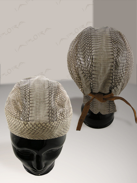 Natural Cobra Snakeskin Biker Head Wrap Cloth Inlay