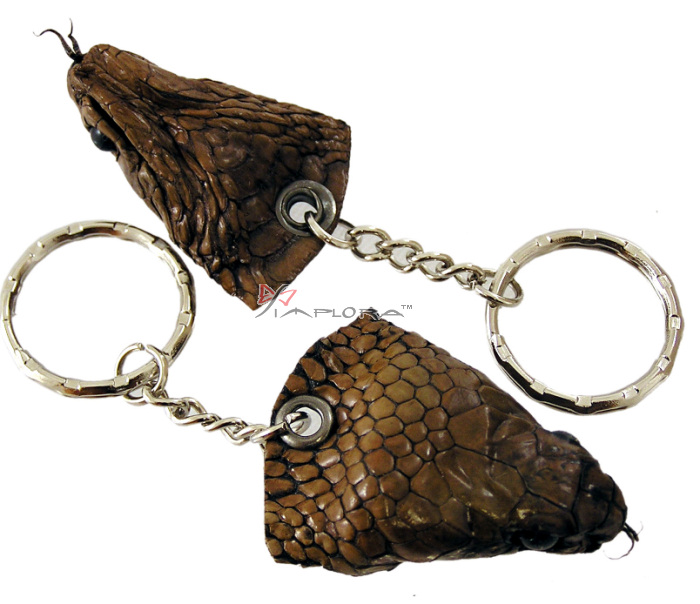 Implora Brown Cobra Snake Head Keychain