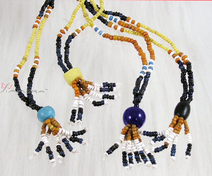Genuine Old Dayaknese Stone and Glass Beads Necklace