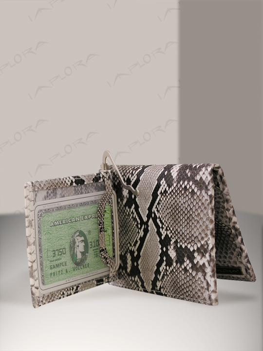 Implora Natural Python Wallet Money Clip w/ID