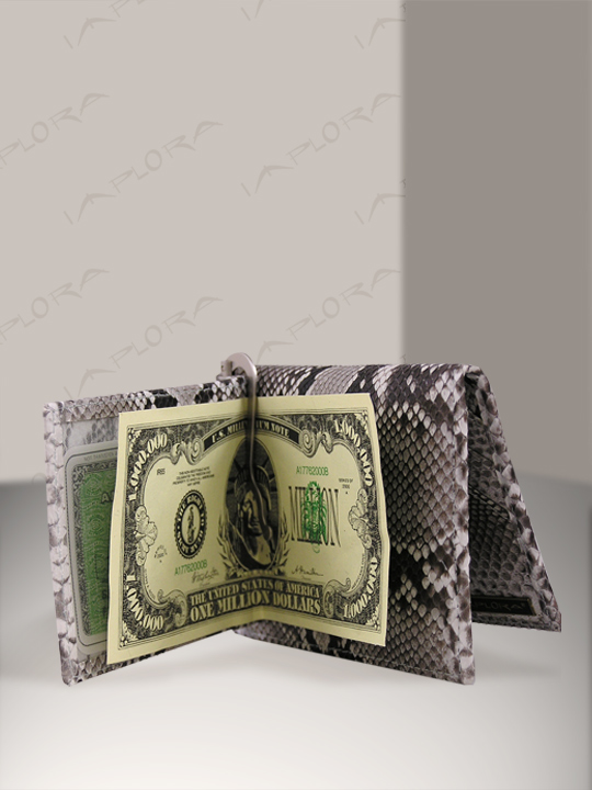 Implora Natural Python Wallet Money Clip w/ID