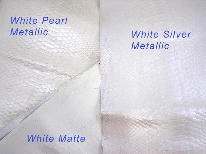Solid White Cream Metallic Python Snakeskin Belly