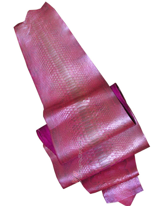 Leather Pink Pearl-Finished Python Snakeskin Belly