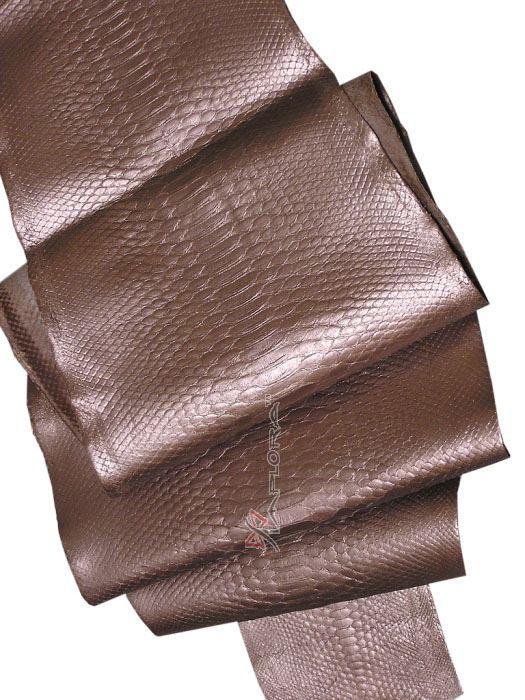 Leather Solid Bronze Metallic Python Snakeskin Belly