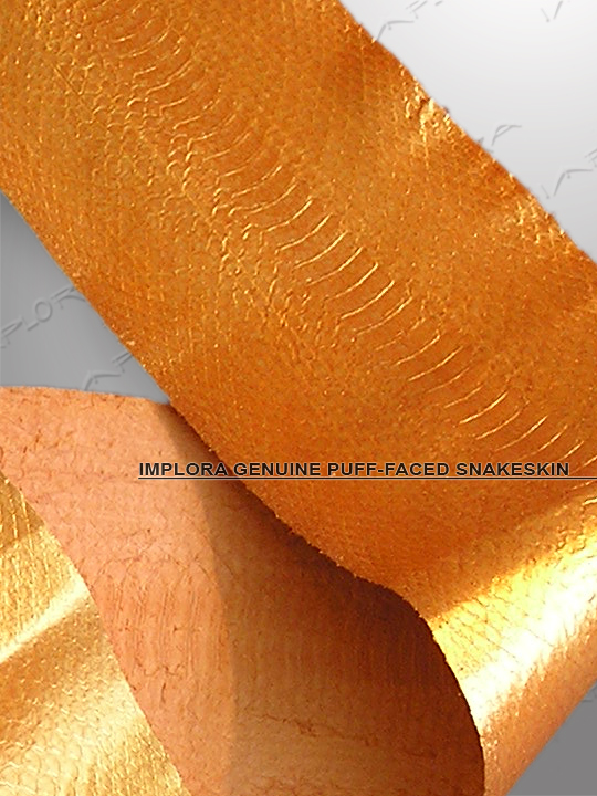 Solid Orange Metallic Puff-Faced Snakeskin Belly
