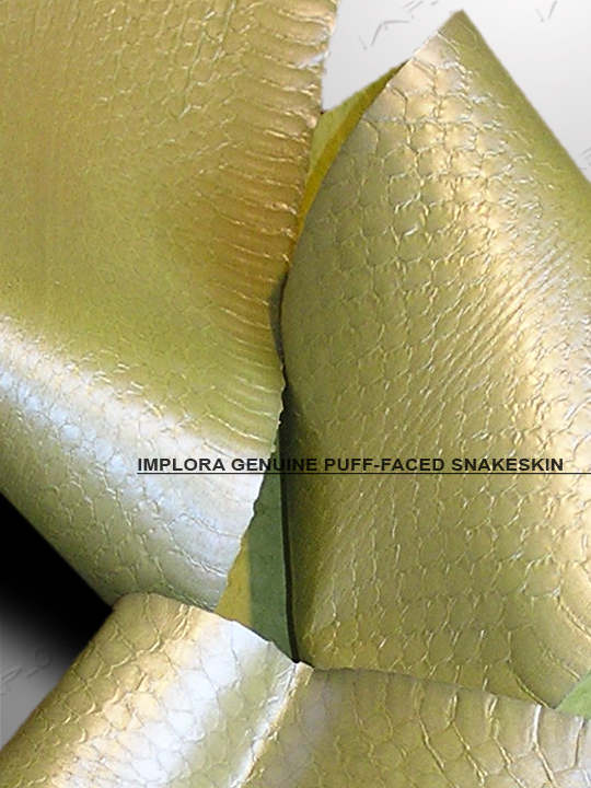 Solid Green Metallic Puff-Faced Snakeskin