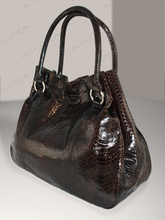 Implora Cognac Brown Python Hobo Style Bag Large