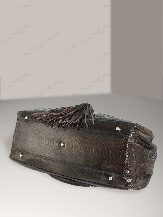 Implora Cognac Brown Python Hobo Style Bag Large