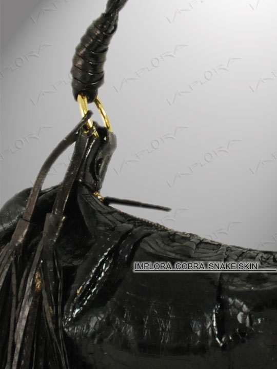 Implora Black Cobra Skin Braided Tassel Bag
